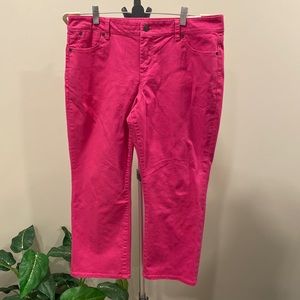 Talbots Signature Crop Flair Denim Jeans in Hot Pink NWT